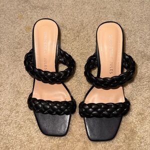 Sincerely Jules Black Braided Sandal heels